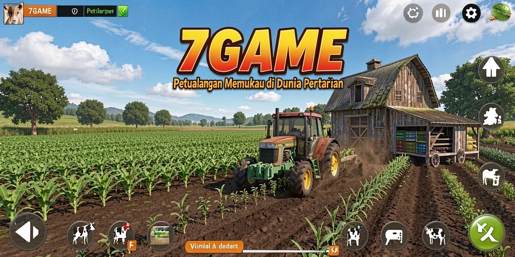 Tampilan gameplay 7GAME yang menunjukkan aktivitas bertani yang menyenangkan.