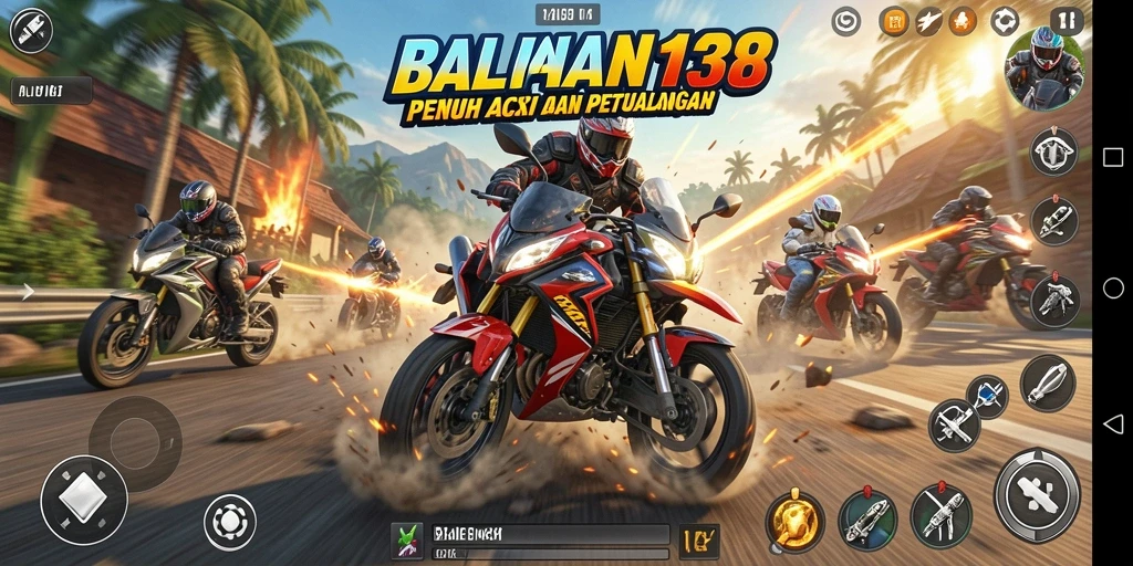 Screenshot gameplay ALIEN138 yang menunjukkan aksi balapan motor seru.