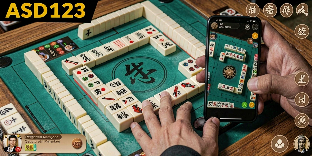 Tampilan gameplay ASD123 menampilkan ubin Mahjong yang berwarna-warni dan menantang.