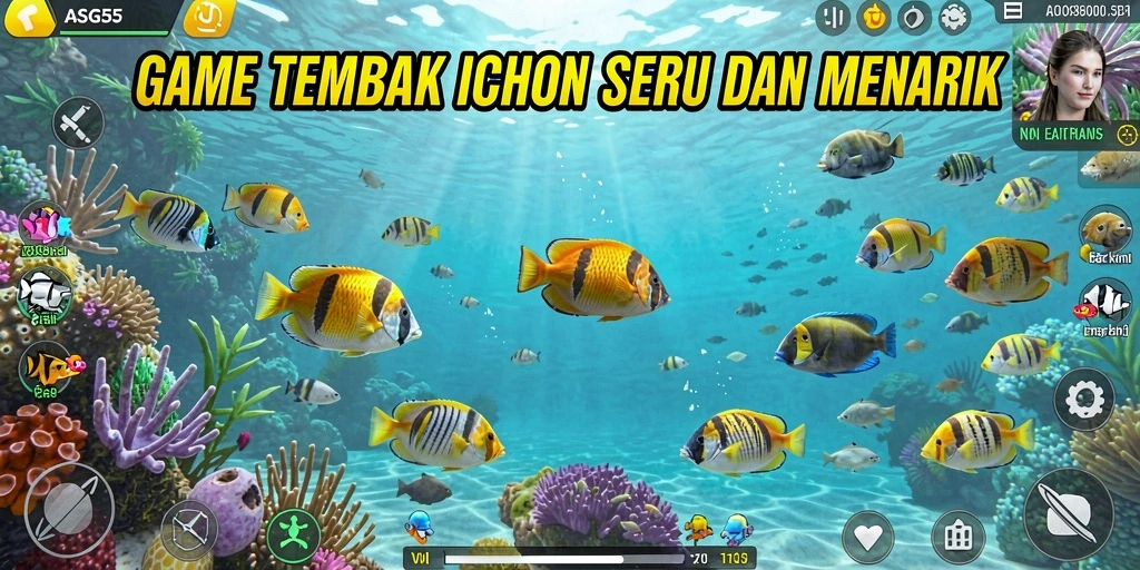 Tampilan screenshot yang menunjukkan aksi menangkap ikan di ASG55.