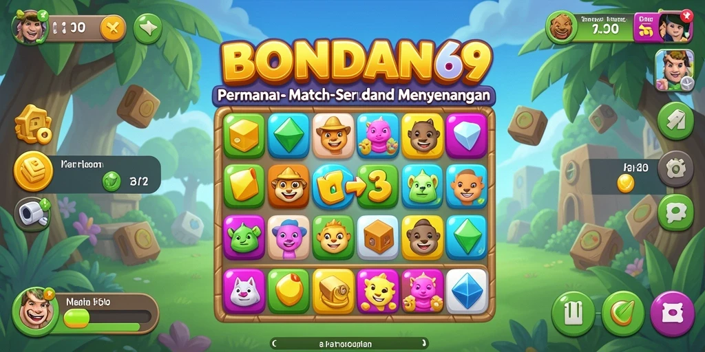 Gameplay Match-3 yang menyenangkan dan penuh warna.