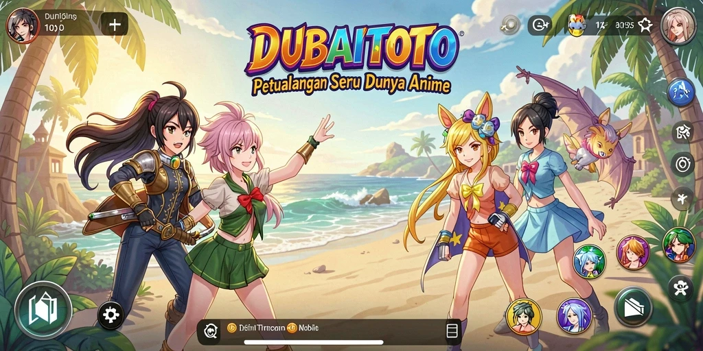 Screenshot utama DUBAITOTO menampilkan karakter Anime dalam aksi petualangan.