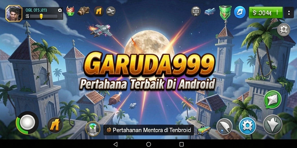 Screenshot gameplay <strong>GARUDA999</strong> dengan strategi menara yang menarik.