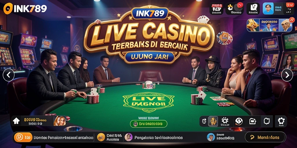 Screenshot INK789 menampilkan dealer profesional dalam aksi di meja Live Casino.