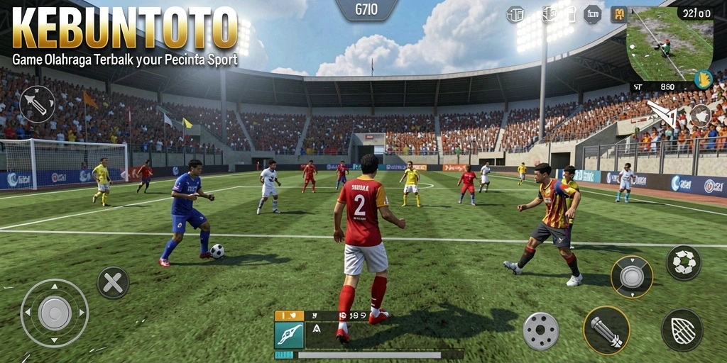 Tampilan gameplay KEBUNTOTO yang menarik dengan suasana olahraga.