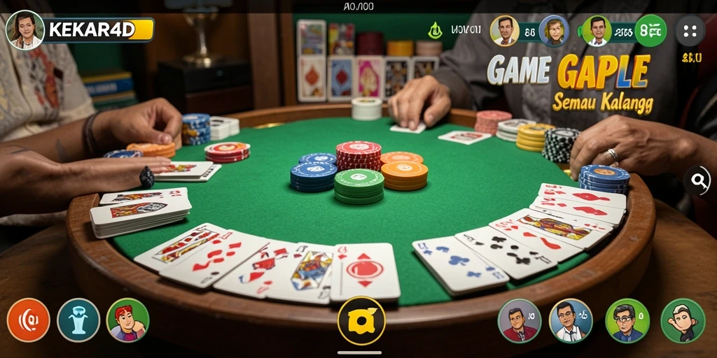 Tampilan gameplay menyenangkan dari KEKAR4D dengan suasana Gaple yang kental.