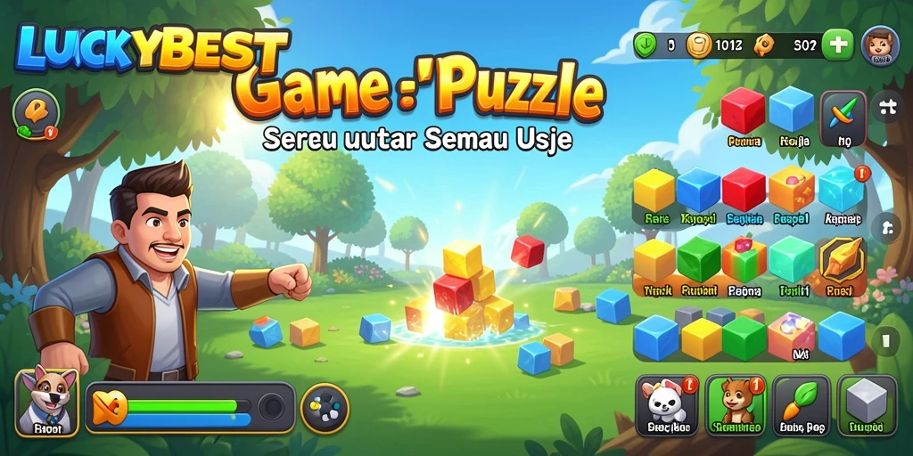 Screenshot utama LUCKYBEST menampilkan gameplay Puzzle yang dinamis dan penuh warna.