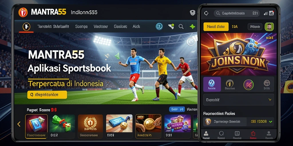 Tangkapan layar gameplay <strong>MANTRA55</strong> menunjukkan opsi taruhan olahraga yang menarik.