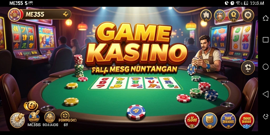 Screenshot gameplay ME355 yang menampilkan fitur kasino yang menarik.