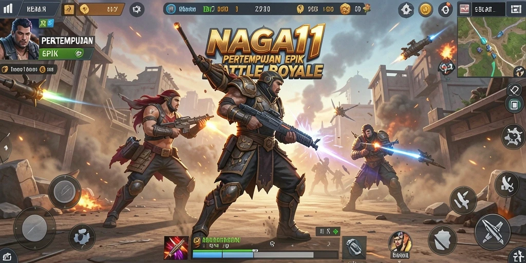 Tangkapan layar NAGA11 menampilkan aksi seru dalam pertempuran Battle Royale.