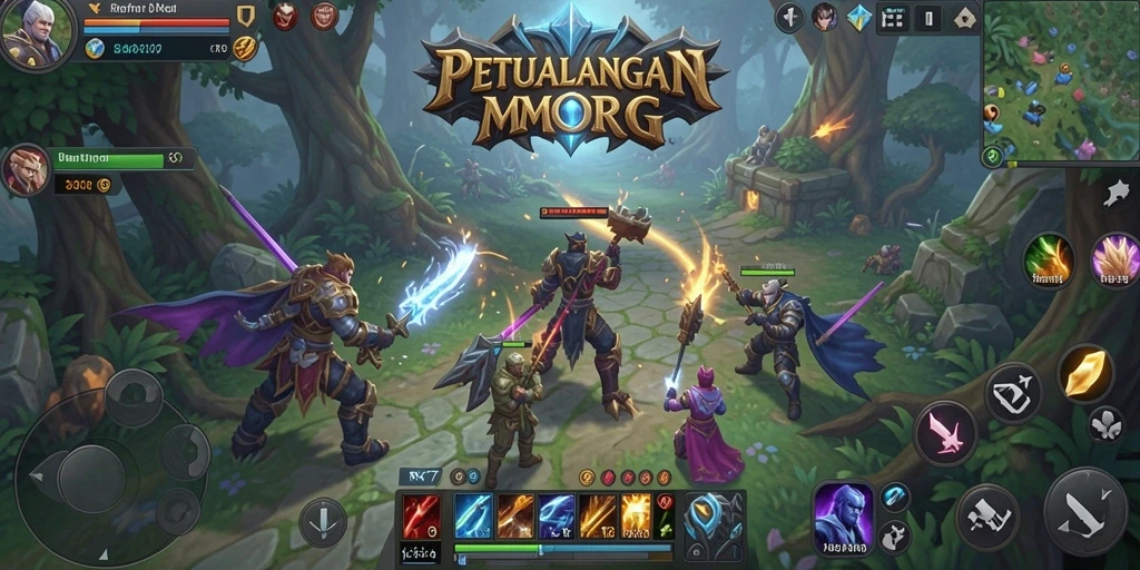 Tampilan aksi seru dalam permainan MMORPG RK77 yang imersif.