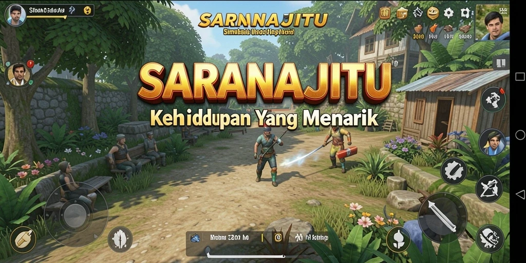 Tangkapan layar utama SARANAJITU menampilkan gameplay simulasi yang menarik dan interaktif.