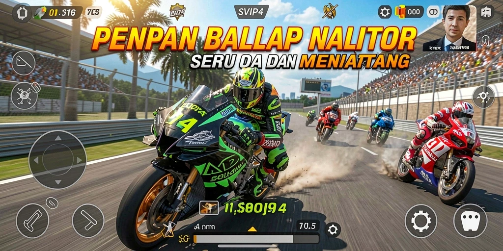 Tampilan gameplay seru di SVIP4 dengan berbagai trek balap yang menantang.