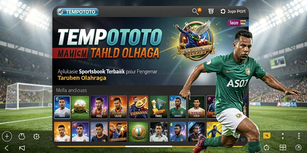 Screenshot tampilan utama TEMPOTOTO dengan opsi taruhan olahraga.