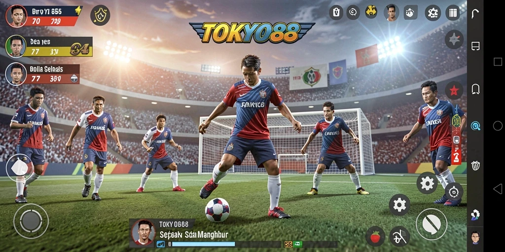 Gameplay seru dan strategi dalam permainan sepak bola.